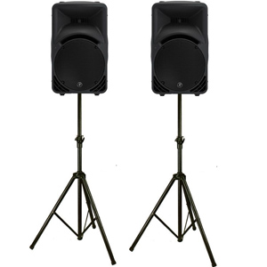 Mackie SRM350 V3 Powered Speakers - Pair with Stands